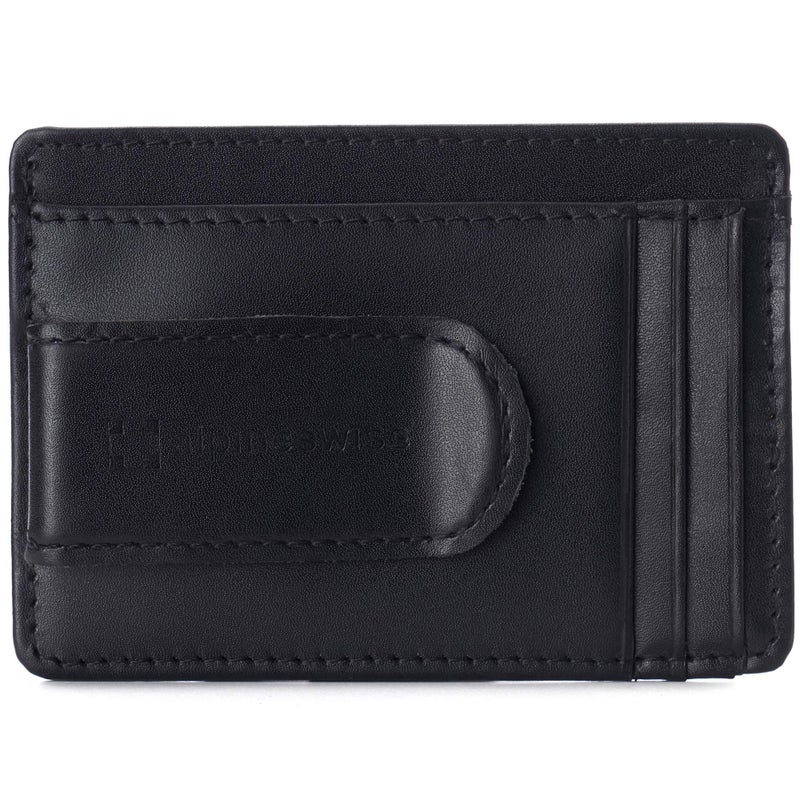 Alpine Swiss RFID Dermot Money Clip Front Pocket Wallet For Men Leather York Collection Smooth Finish Black - Image 1